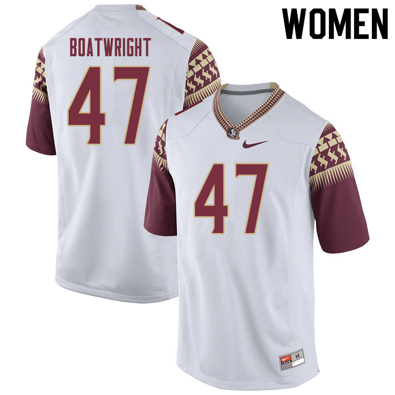 Women #47 Carter Boatwright Florida State Seminoles College Football Jerseys Sale-White - Click Image to Close